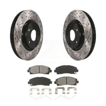 Front Coated Drilled Slot Disc Brake Rotor & Semi-Metallic Pad Kit For 2009-2014 Acura TL KDS-100120
