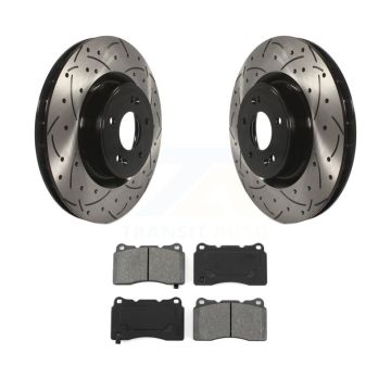 Front Coated Drill Slot Disc Brake Rotors Semi-Metallic Pad Kit For Hyundai Genesis Coupe KDS-100121