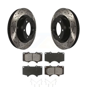 Front Drilled Slot Disc Brake Rotors Semi-Metallic Pad Kit For Toyota 4Runner Lexus GX460 KDS-100124