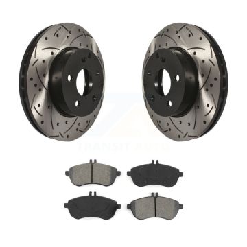 Front Drill Slot Disc Brake Rotors Semi-Metallic Pad Kit For Mercedes-Benz C300 C250 C230 KDS-100125