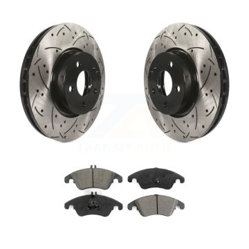Front Drill Slot Brake Rotors Semi-Metallic Pad Kit For Mercedes-Benz C300 E350 C350 E400 KDS-100127