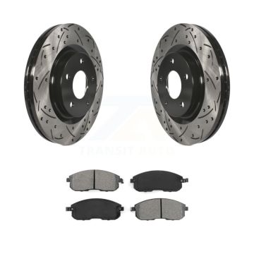 Front Coated Drilled Slot Disc Brake Rotor & Semi-Metallic Pad Kit For Nissan Sentra Juke KDS-100128