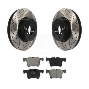 Front Coated Drilled Slotted Disc Brake Rotors And Semi-Metallic Pads Kit For BMW X3 X4 KDS-100132