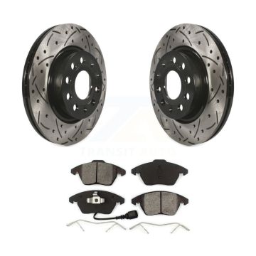 Front Drilled Slot Brake Rotor & Semi-Metallic Pad Kit For Volkswagen GTI Audi A3 Quattro KDS-100133