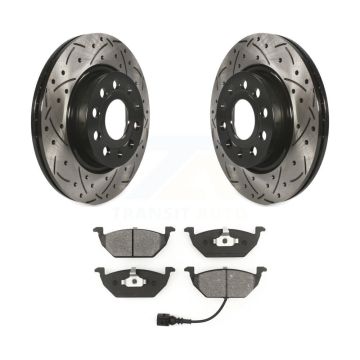 Front Coated Drilled Slotted Disc Brake Rotors Semi-Metallic Pad Kit For Volkswagen Jetta KDS-100134