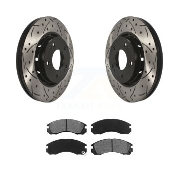 Front Coated Drilled Slotted Disc Brake Rotor Semi-Metallic Pad Kit For Mitsubishi Lancer KDS-100135