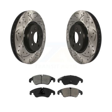 Front Drilled Slot Brake Rotor Semi-Metallic Pad Kit For Audi A4 Quattro Q5 A5 allroad A7 KDS-100136