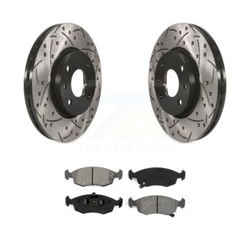 Front Coated Drilled Slotted Disc Brake Rotors And Semi-Metallic Pads Kit For Fiat 500 KDS-100137