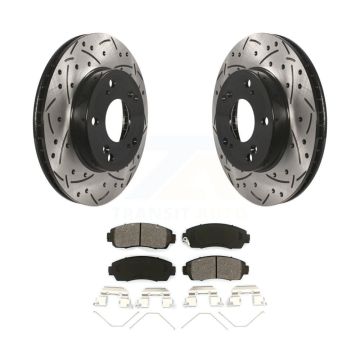 Front Coated Drilled Slotted Disc Brake Rotors And Semi-Metallic Pads Kit For Honda Civic KDS-100138