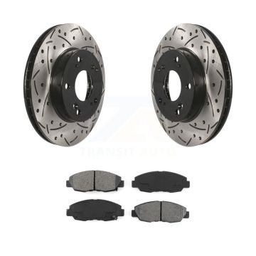 Front Coated Drilled Slotted Disc Brake Rotors And Semi-Metallic Pads Kit For Honda Civic KDS-100139