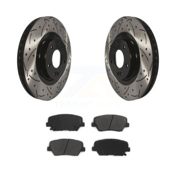 Front Drill Slot Brake Rotor Semi-Metallic Pad Kit For Kia Sorento Hyundai Santa Fe Sport KDS-100144