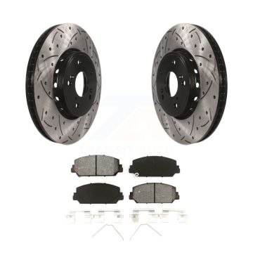 Front Coated Drilled Slotted Disc Brake Rotor And Semi-Metallic Pad Kit For Acura RDX ILX KDS-100147