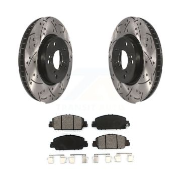 Front Coated Drilled Slotted Disc Brake Rotors And Semi-Metallic Pad Kit For Honda Accord KDS-100148