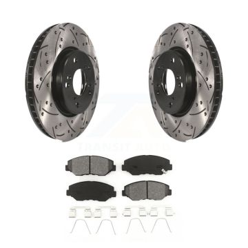 Front Coated Drilled Slotted Disc Brake Rotors And Semi-Metallic Pads Kit For Honda Civic KDS-100149