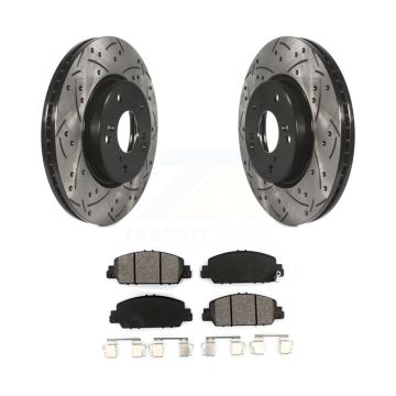 Front Coated Drilled Slotted Disc Brake Rotor Semi-Metallic Pad Kit For Honda HR-V Accord KDS-100150