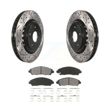 Front Coated Drilled Slot Disc Brake Rotors Semi-Metallic Pad Kit For 2014-2016 Acura MDX KDS-100156