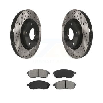 Front Coated Drilled Slotted Disc Brake Rotor And Semi-Metallic Pad Kit For Nissan Sentra KDS-100159