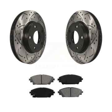 Front Coated Drilled Slot Disc Brake Rotor & Semi-Metallic Pad Kit For Mazda 3 CX-3 Sport KDS-100160