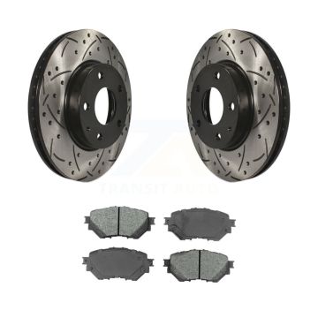 Front Coat Drill Slot Disc Brake Rotors Semi-Metallic Pad Kit For 2014-2018 Mazda 3 Sport KDS-100161