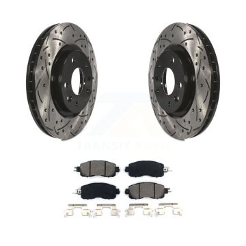 Front Coated Drilled Slotted Disc Brake Rotors And Semi-Metallic Pads Kit For Nissan LEAF KDS-100163