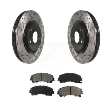 Front Coated Drilled Slotted Disc Brake Rotors And Semi-Metallic Pad Kit For Nissan Rogue KDS-100165