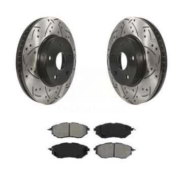 Front Coat Drill Slot Disc Brake Rotors Semi-Metallic Pad Kit For 2015 Subaru Legacy 2.5L KDS-100167