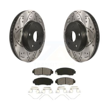 Front Drill Slot Disc Brake Rotors Semi-Metallic Pad Kit For 2016-2019 Subaru Legacy 2.5L KDS-100168