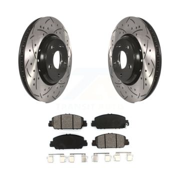 Front Coated Drilled Slotted Disc Brake Rotors And Semi-Metallic Pad Kit For Honda Accord KDS-100170