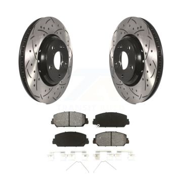 Front Drill Slot Disc Brake Rotors Semi-Metallic Pad Kit For Honda Civic Accord Acura ILX KDS-100171