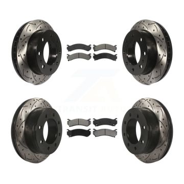 Front Rear Drill Slot Brake Rotors Semi-Metallic Pad Kit For Chevrolet GMC Sierra 2500 HD KDS-100173
