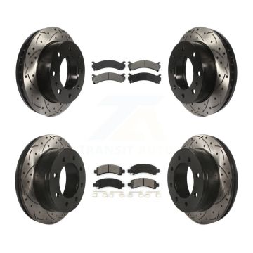 Front Rear Drilled Slot Brake Rotor & Semi-Metallic Pad Kit For GMC Savana 2500 Chevrolet KDS-100174