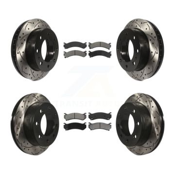 Front Rear Drill Slot Brake Rotors Semi-Metallic Pad Kit For Chevrolet GMC Sierra 2500 HD KDS-100175