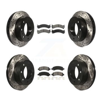 Front Rear Drilled Slot Brake Rotors Semi-Metallic Pad Kit For Chevrolet Express 2500 GMC KDS-100176