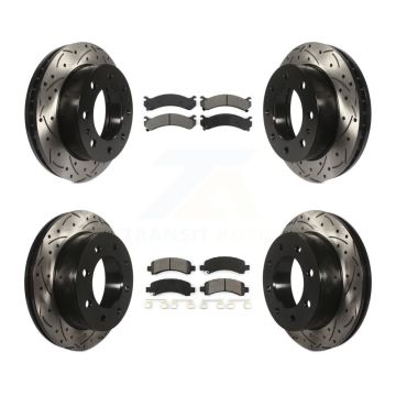 Front Rear Drilled Slot Brake Rotors Semi-Metallic Pad Kit For Chevrolet Express 2500 GMC KDS-100177