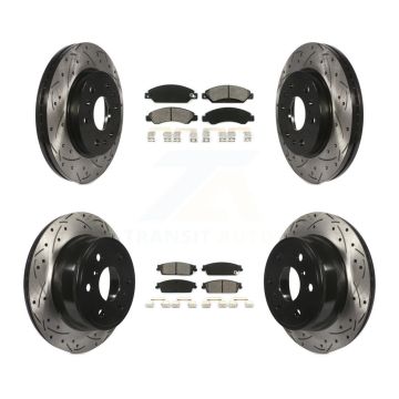 Front Rear Drill Slot Brake Rotors Semi-Metallic Pad Kit For Chevrolet Avalanche Cadillac KDS-100178