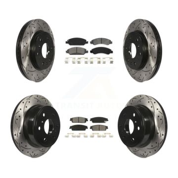 Front Rear Drill Slot Brake Rotors Semi-Metallic Pad Kit For Chevrolet GMC Sierra 1500 XL KDS-100179