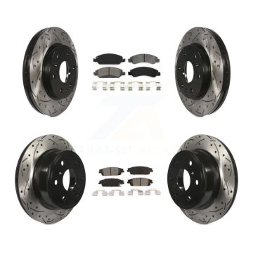 Front Rear Drill Slot Brake Rotors Semi-Metallic Pad Kit For GMC Sierra 1500 Chevrolet XL KDS-100180