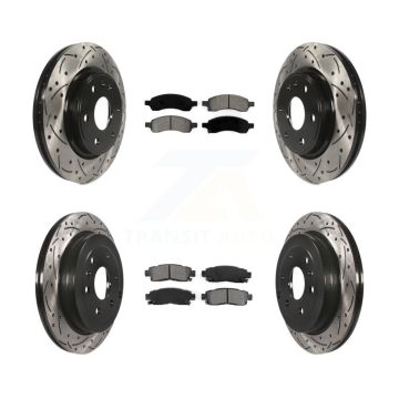 Front Rear Drill Slot Disc Brake Rotor Semi-Metallic Pad Kit For GMC Acadia Buick Enclave KDS-100181
