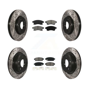 Front Rear Drilled Slot Disc Brake Rotor Semi-Metallic Pad Kit For 2012-2013 Buick Verano KDS-100189