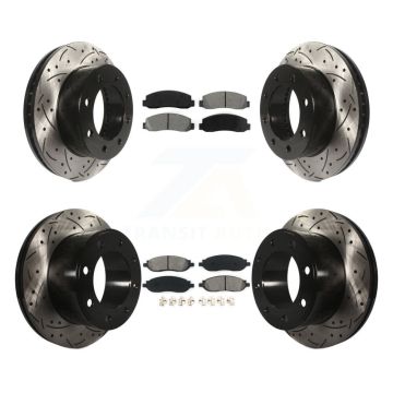 Front Rear Drilled Slot Brake Rotor Semi-Metallic Pad Kit For Ford F-350 Super Duty F-250 KDS-100190