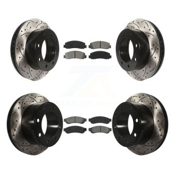 Front Rear Drilled Slot Brake Rotor Semi-Metallic Pad Kit For Ford F-350 Super Duty F-250 KDS-100193