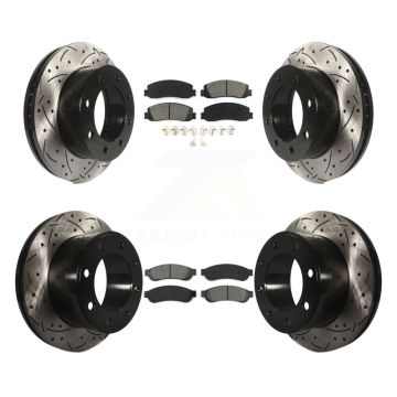 Front Rear Drilled Slot Brake Rotor Semi-Metallic Pad Kit For Ford F-250 Super Duty F-350 KDS-100194