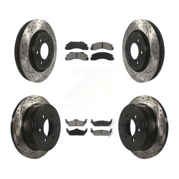 Front Rear Drill Slot Brake Rotors Semi-Metallic Pad Kit For Ford F-150 With 6 Lug Wheels KDS-100202