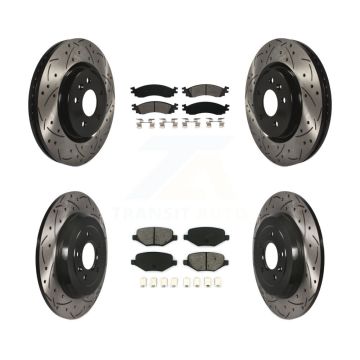 Front Rear Drilled Slot Brake Rotor & Semi-Metallic Pad Kit For 2010-2012 Ford Taurus SHO KDS-100205