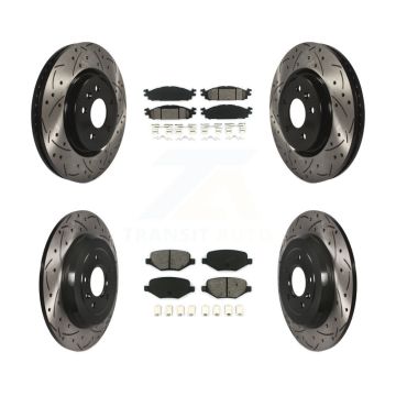 Front Rear Drill Slot Brake Rotor Semi-Metallic Pad Kit For Ford Explorer Flex Taurus MKT KDS-100207