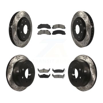Front Rear Drill Slot Brake Rotors Semi-Metallic Pad Kit For Ford F-150 With 7 Lug Wheels KDS-100210