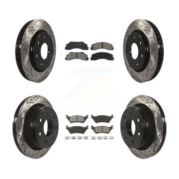 Front Rear Drill Slot Brake Rotors Semi-Metallic Pad Kit For Ford F-150 With 7 Lug Wheels KDS-100211