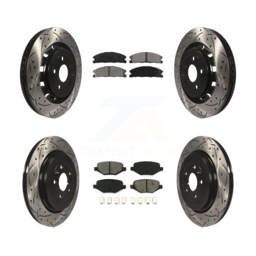 Front Rear Drill Slot Brake Rotors Semi-Metallic Pad Kit For Ford Explorer Police Utility KDS-100216