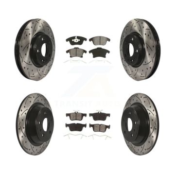 Front Rear Drill Slot Disc Brake Rotors Semi-Metallic Pad Kit For Ford Fusion Lincoln MKZ KDS-100218