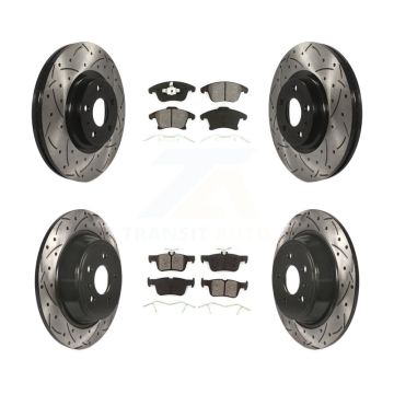 Front Rear Drill Slot Disc Brake Rotors Semi-Metallic Pad Kit For Ford Fusion Lincoln MKZ KDS-100219